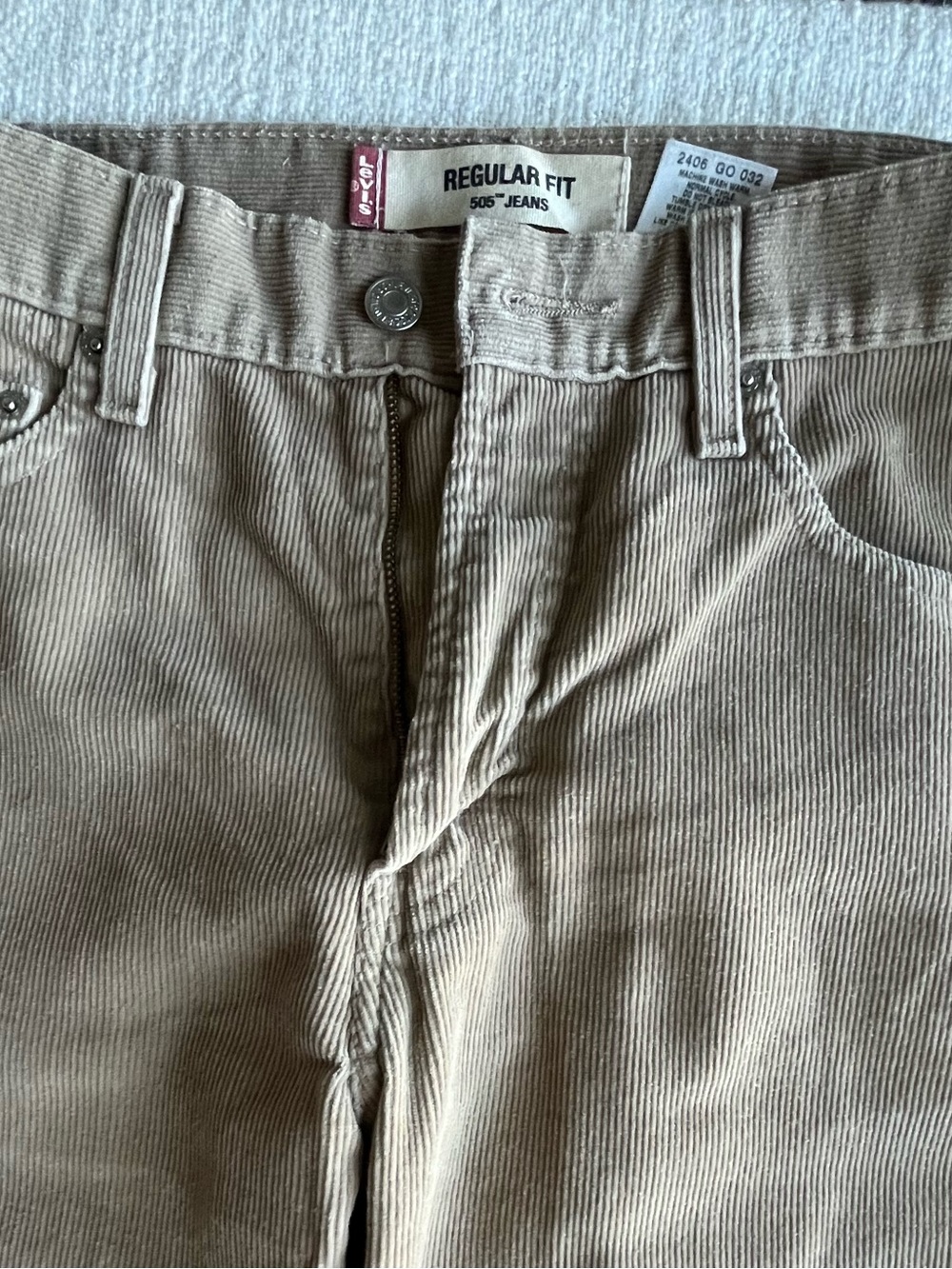 Levi's 505 Regular Fit Corduroy Pants Men's 30x32 Tan Beige Straight Leg Vtg 90